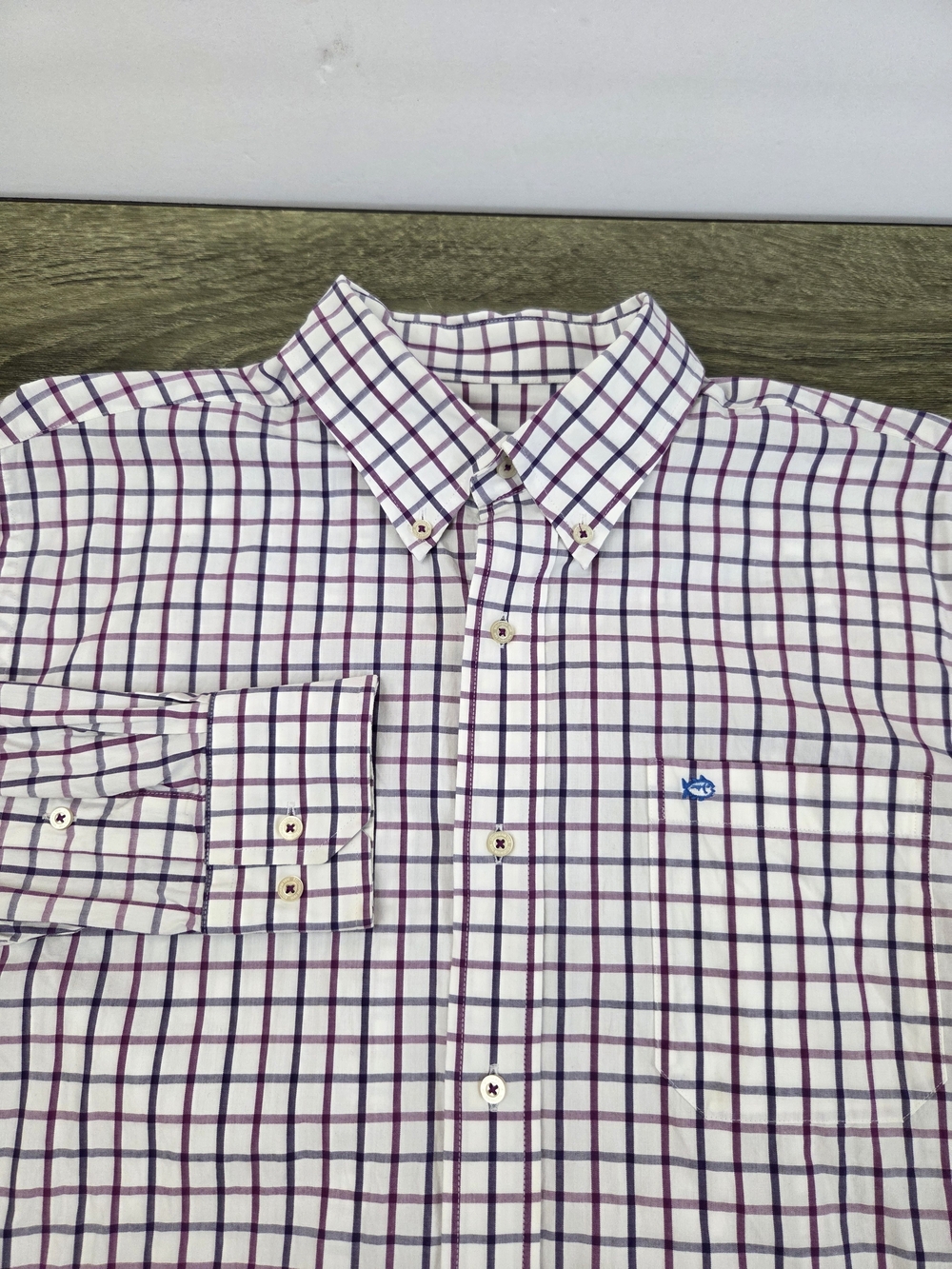 Southern Tide Button-Down Shirt Men's Large Checks Stretch Long Sleeve Preppy